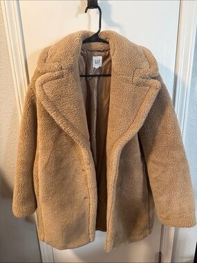 GAP Women's Tan Teddy Faux-Shearling Coat